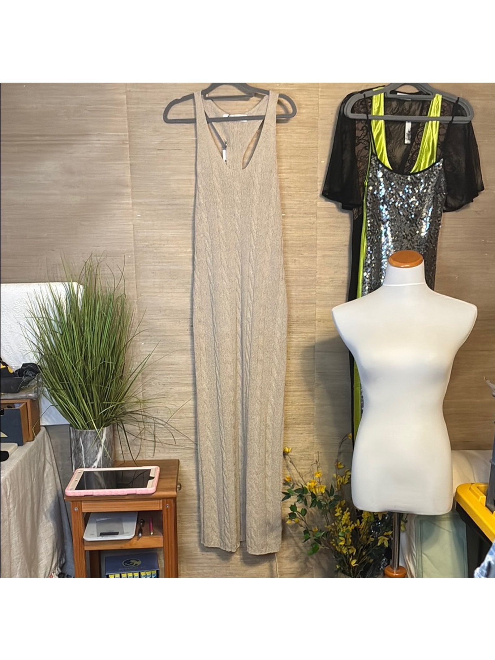 Rumored Taupe Sleeveless Maxi Dress